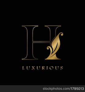 Golden Outline Initial Letter H luxury Logo, creative vector design concept for luxurious business.