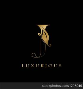 Golden Outline Initial Letter J luxury Logo, creative vector design concept for luxurious business.