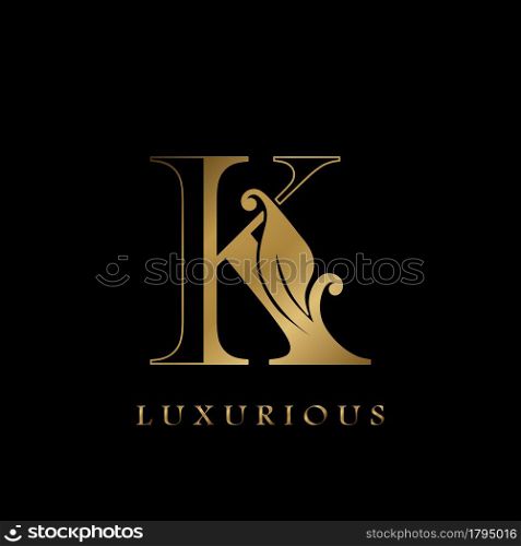 Golden Outline Initial Letter K luxury Logo, creative vector design concept for luxurious business.