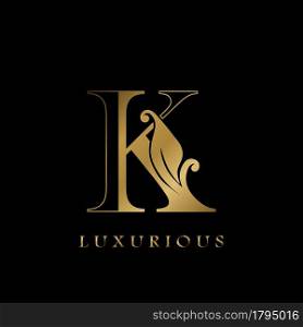 Golden Outline Initial Letter K luxury Logo, creative vector design concept for luxurious business.