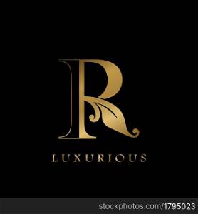 Golden Outline Initial Letter R luxury Logo, creative vector design concept for luxurious business.