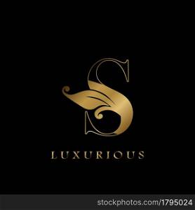 Golden Outline Initial Letter S luxury Logo, creative vector design concept for luxurious business.