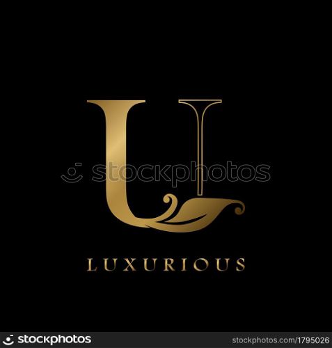 Golden Outline Initial Letter U luxury Logo, creative vector design concept for luxurious business.