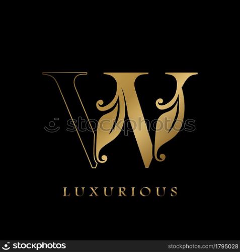Golden Outline Initial Letter W luxury Logo, creative vector design concept for luxurious business.