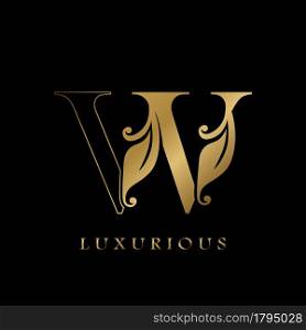 Golden Outline Initial Letter W luxury Logo, creative vector design concept for luxurious business.