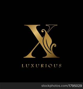 Golden Outline Initial Letter X luxury Logo, creative vector design concept for luxurious business.