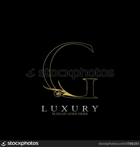 Golden Outline Luxury Initial Letter G Logo Icon, simple vector design concept gold color.