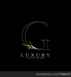 Golden Outline Luxury Initial Letter G Logo Icon, simple vector design concept gold color.