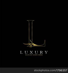 Golden Outline Luxury Initial Letter L Logo Icon, simple vector design concept gold color.