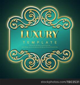 Golden outline vintage frame for invitations and greeting cards, Elegant vector