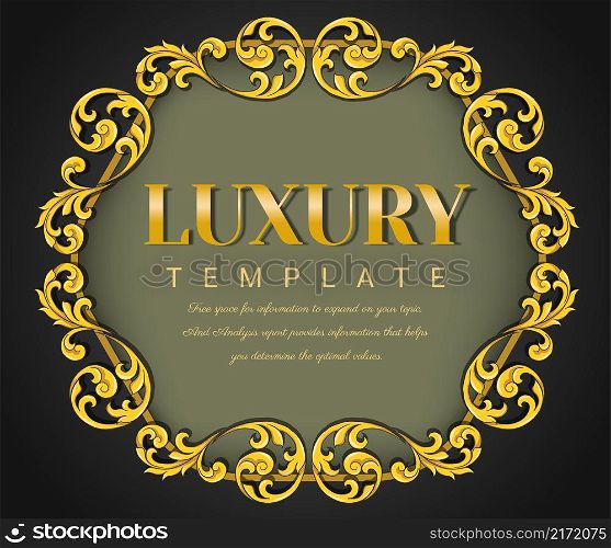 Golden outline vintage frame for invitations and greeting cards, Elegant vector, Hand drawing style.