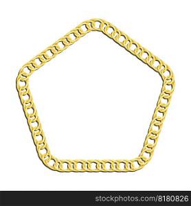 Golden pentagonal chain frames for decorative headers. Gold metal double weave chain frames isolated on white background. Vector