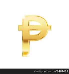 Golden peseta symbol isolated web vector icon. Peseta trendy 3d style vector icon. Golden dollar currency sign.
