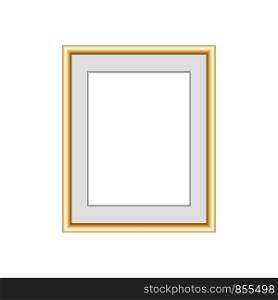 Golden picture or photo frame isolated on white background. Stock vector illustration