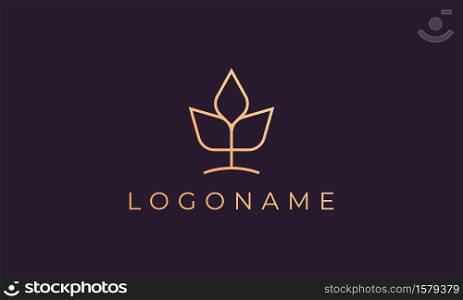 Golden plant logo template with fancy shapes