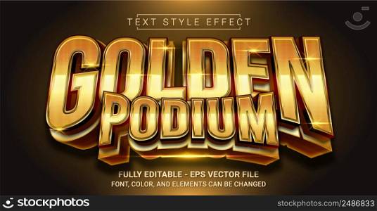 Golden Podium Text Style Effect. Editable Graphic Text Template.