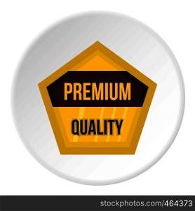 Golden premium quality label icon in flat circle isolated vector illustration for web. Golden premium quality label icon circle