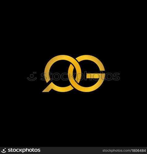 Golden Q G letter logo vector on black background design