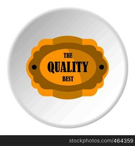 Golden quality label icon in flat circle isolated vector illustration for web. Golden quality label icon circle