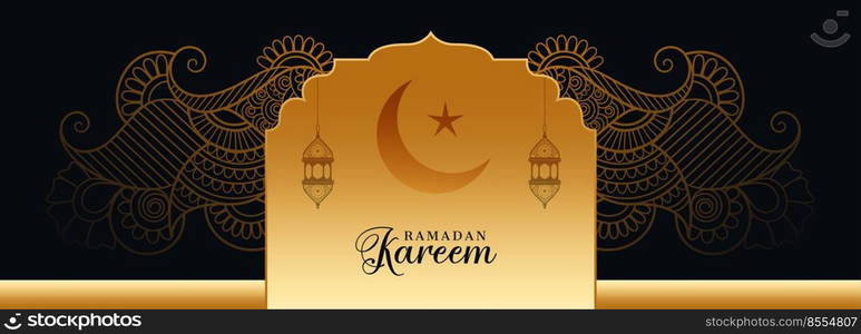 golden ramadan kareem decorative festival banner design