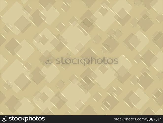 Golden Repeating Background with a Pattern of Rounded Squares in an Oblique Direction with the Effect of Transparency - Abstract Illustration, Vector