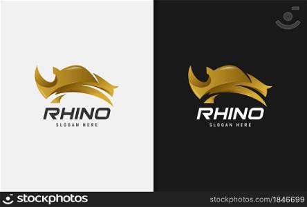 Golden Rhinoceros with Modern Shape Logo Design. Graphic Design Element.