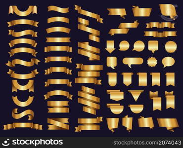 Golden ribbons. Decoration symbols tapes and luxury banners recent vector templates collection. Illustration tape golden ribbon decoration. Golden ribbons. Decoration symbols tapes and luxury banners recent vector templates collection