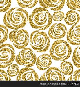 Golden roses seamless pattern. Vector design illustration. Luxury glamour texture with flowers.. Golden roses seamless pattern. Vector design illustration.