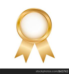 Golden Round Award Badge on White, stock vector illustration