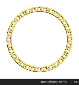 Golden round chain frames for decorative headers. Gold metal double weave chain frames isolated on white background. Vector