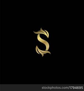 Golden S Initial Letter luxury logo icon, vintage luxurious vector design concept alphabet letter for luxuries business