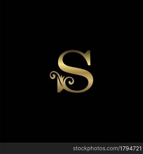 Golden S Initial Letter luxury logo icon, vintage luxurious vector design concept alphabet letter for luxuries business.
