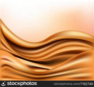 Golden satin, silk, waves. Yellow background, illustration