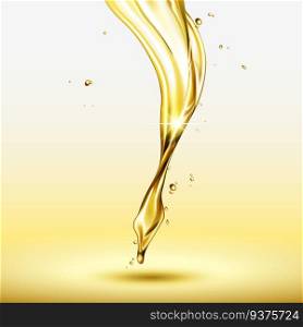 Golden serum liquid in 3d illustration for design uses. Golden serum liquid