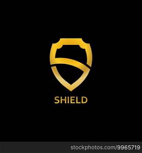 golden shield logo vector icon illustration design 