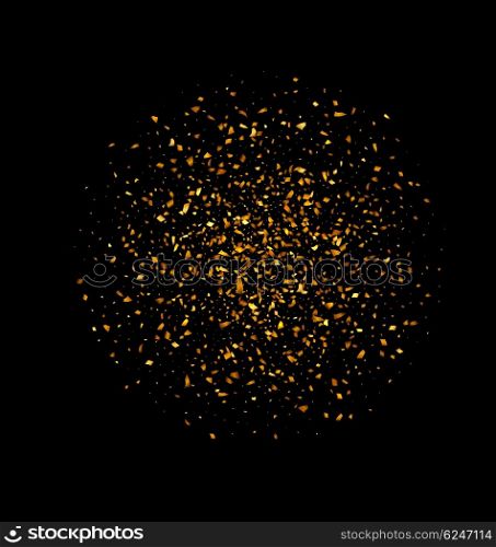 Golden Shine Texture on Black Background. Illustration Golden Shine Texture on Black Background. Holiday Glossy Background - Vector