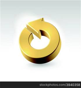 Golden shining metallic turnover icon - business abstract concept