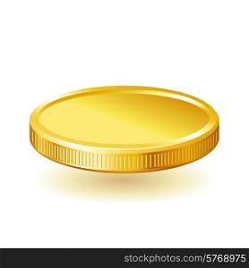 Golden shiny coin isolated on white background.. Golden shiny coin isolated on white background