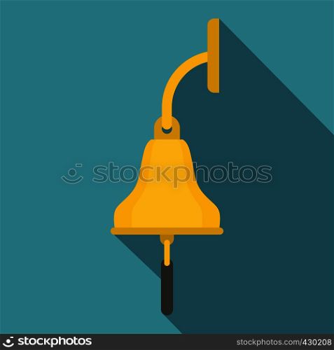 Golden ship bell icon. Flat illustration of golden ship bell vector icon for web. Golden ship bell icon, flat style