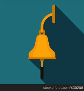 Golden ship bell icon. Flat illustration of golden ship bell vector icon for web. Golden ship bell icon, flat style