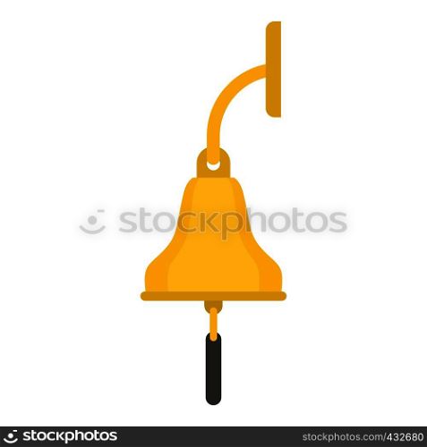 Golden ship bell icon flat isolated on white background vector illustration. Golden ship bell icon isolated