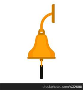 Golden ship bell icon flat isolated on white background vector illustration. Golden ship bell icon isolated