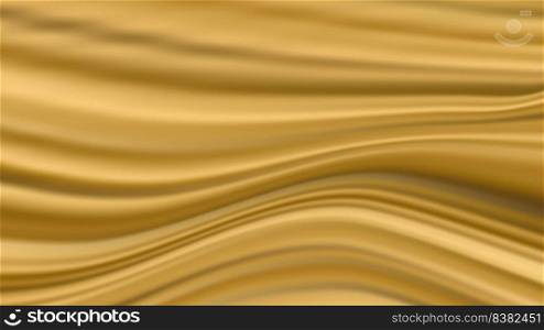 Golden silk folded crease fabric background and texture. Vector illustration