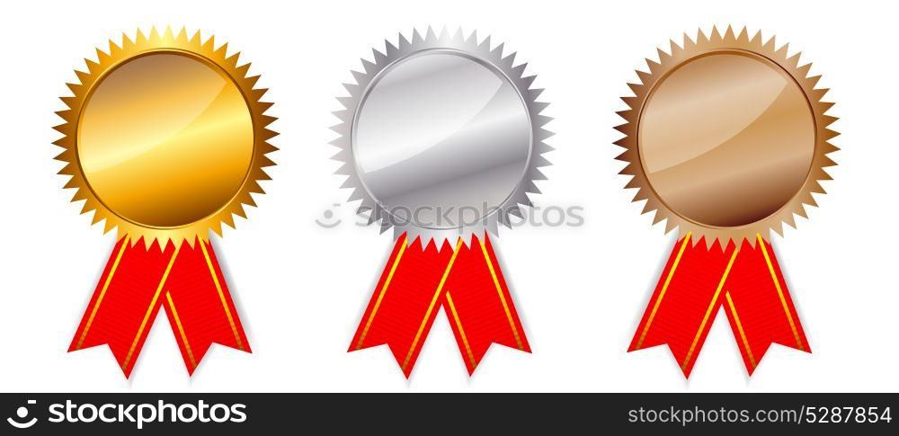Golden, silver bronze awards. Vector illustration.