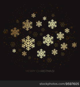 Golden snowflake on a dark background vector image