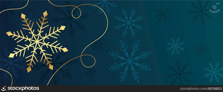 golden snowflakes banner for winter christmas season with text space