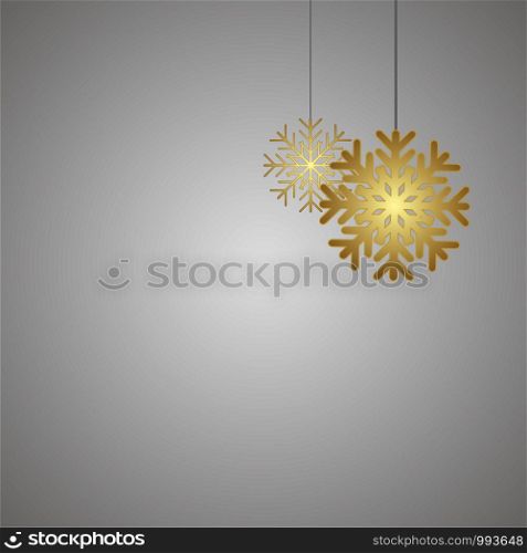 Golden snowflakes on grey gradient background. Vector. Golden snowflakes on grey gradient background