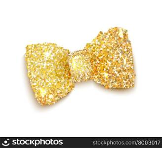 Golden sparkling glitter decorated bow, trendy fashion accessory