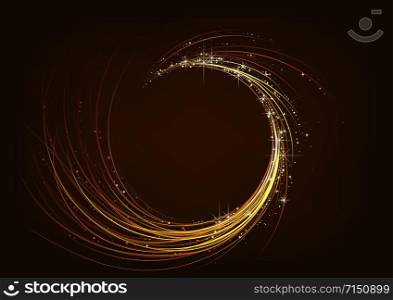 Golden Sparkling Spiral on Dark Background