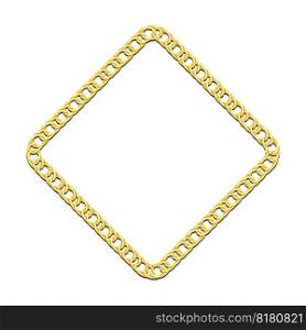 Golden square chain frames for decorative headers. Gold metal double weave chain frames isolated on white background. Vector